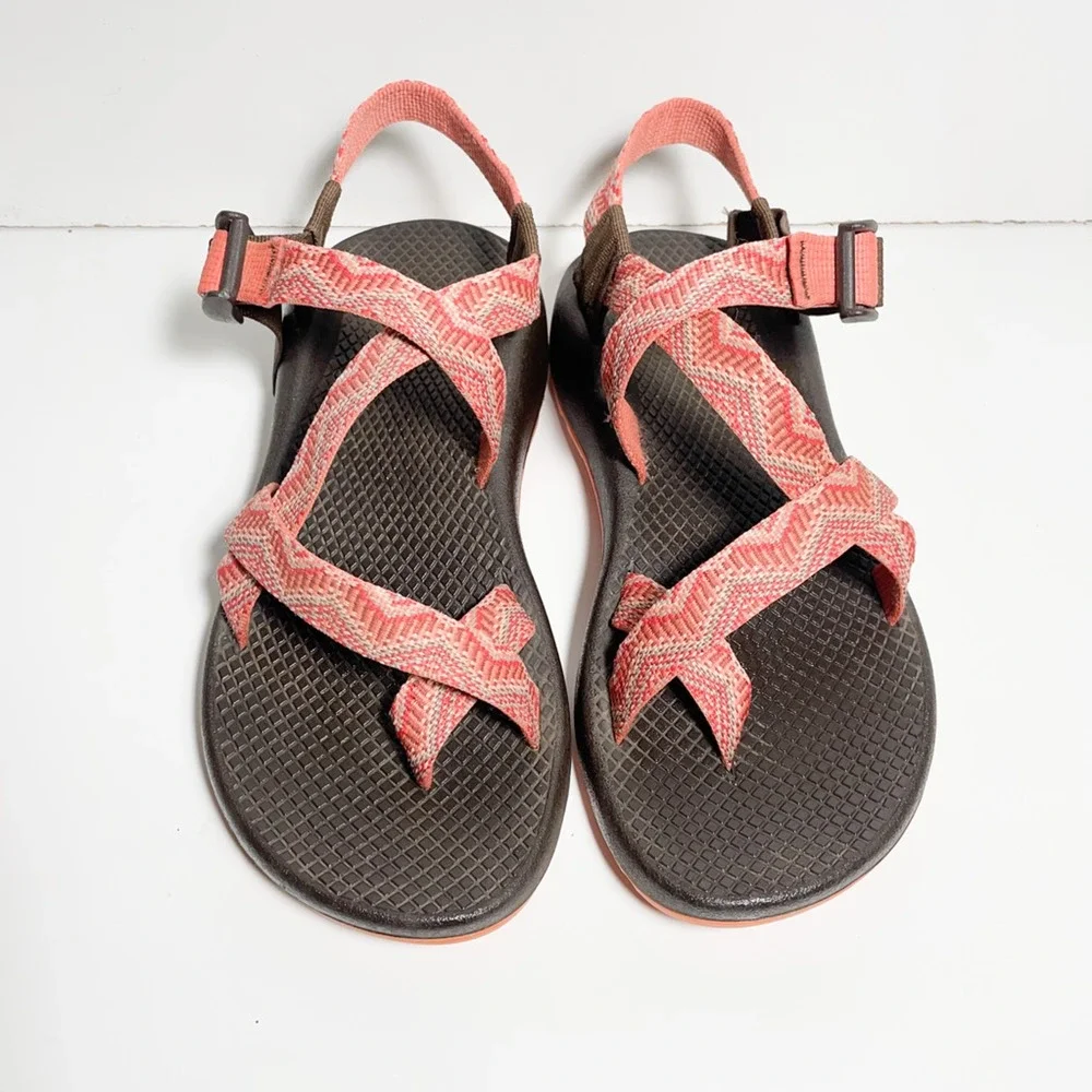 Chaco Z2 Classic Sport Sandals Orange Black Geometric Adjustable Buckle 7 - Picture 3 of 6